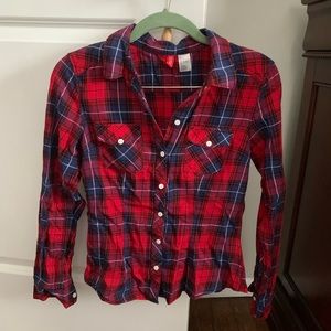 Adorable Plaid Button Down Long Sleeve Shirt Size 4